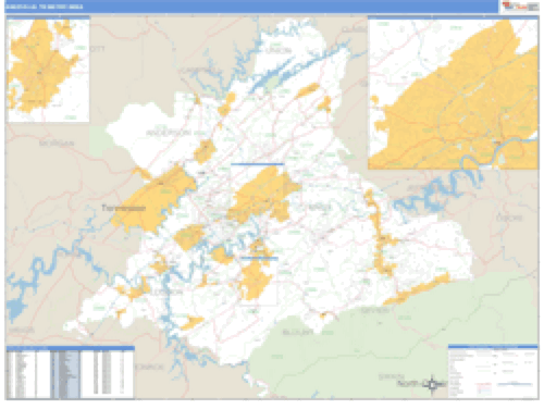Knoxville, Tennessee Metro Area Wall Map Market Maps (IDI)