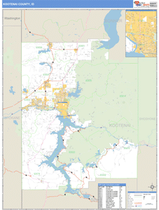 Kootenai County, Idaho Zip Code Wall Map