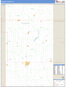 Kossuth County, Iowa Zip Code Wall Map