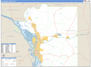La Crosse County, Wisconsin Zip Code Wall Map