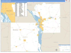 La Crosse, Wisconsin Metro Area Wall Map