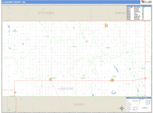 Lamoure County, North Dakota Zip Code Wall Map
