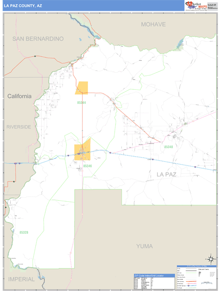 La Paz County, Arizona Zip Code Wall Map Market Maps (IDI)