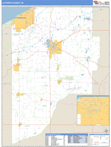 La Porte County, Indiana Zip Code Wall Map
