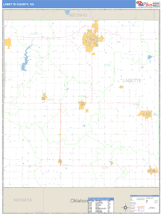 Labette County, Kansas Zip Code Wall Map