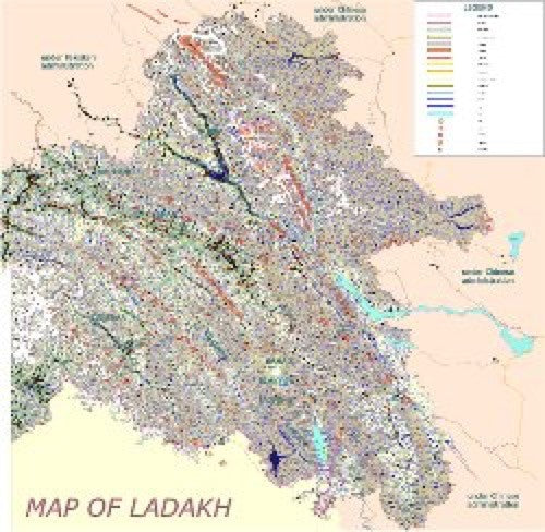 Ladakh, India Wall Map | Map Geek.com