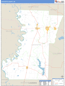 Lafayette County, Arkansas Zip Code Wall Map