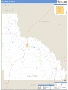 Lafayette County, Florida Zip Code Wall Map