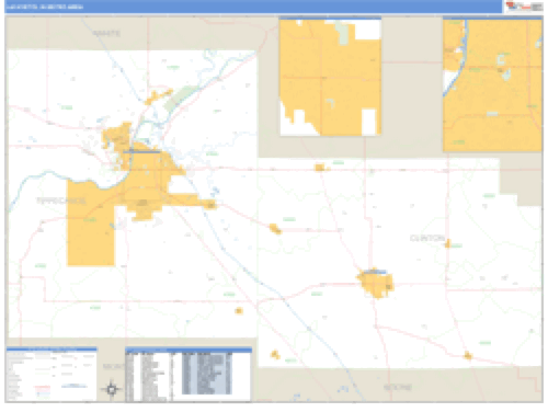 Lafayette, Indiana Metro Area Wall Map Market Maps (IDI)