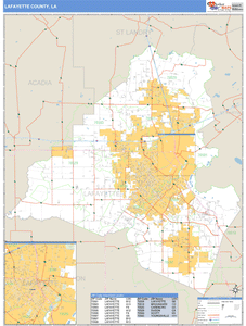 Lafayette County, Louisiana Zip Code Wall Map