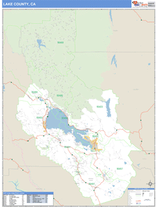 Lake County, California Zip Code Wall Map