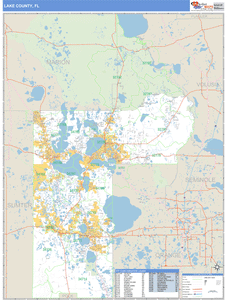 Lake County, Florida Zip Code Wall Map