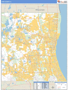 Lake County, Illinois Zip Code Wall Map