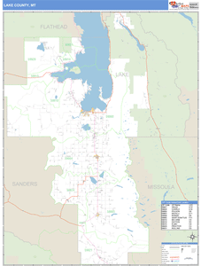 Lake County, Montana Zip Code Wall Map