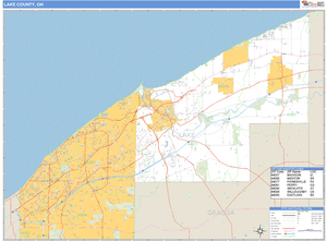 Lake County, Ohio Zip Code Wall Map