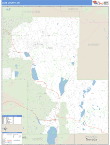 Lake County, Oregon Zip Code Wall Map