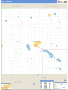 Lake County, South Dakota Zip Code Wall Map