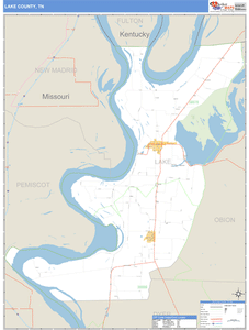 Lake County, Tennessee Zip Code Wall Map