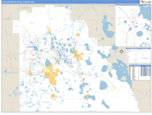 Lakeland-Winter Haven, Florida Metro Area Wall Map Market Maps (IDI)