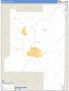 Lamar County, Georgia Zip Code Wall Map