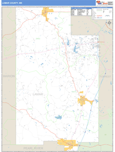 Lamar County, Mississippi Zip Code Wall Map