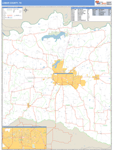 Lamar County, Texas Zip Code Wall Map