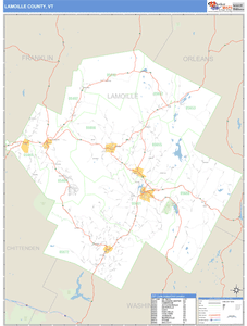 Lamoille County, Vermont Zip Code Wall Map