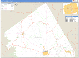 Lampasas County, Texas Zip Code Wall Map