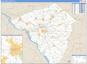 Lancaster County, Pennsylvania Zip Code Wall Map