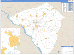 Lancaster, Pennsylvania Metro Area Wall Map