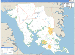 Lancaster County, Virginia Zip Code Wall Map