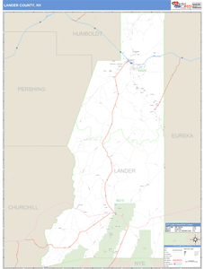 Lander County, Nevada Zip Code Wall Map
