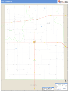 Lane County, Kansas Zip Code Wall Map