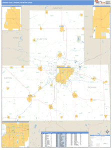 Lansing-East Lansing, Michigan Metro Area Wall Map