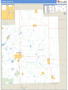 Lapeer County, Michigan Zip Code Wall Map