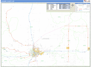 Laramie County, Wyoming Zip Code Wall Map