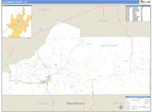Las Animas County, Colorado Zip Code Wall Map