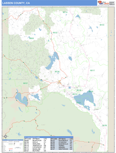 Lassen County, California Zip Code Wall Map