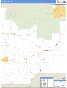 Latah County, Idaho Zip Code Wall Map