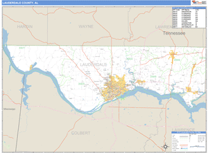 Lauderdale County, Alabama Zip Code Wall Map