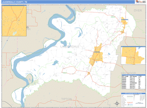Lauderdale County, Tennessee Zip Code Wall Map