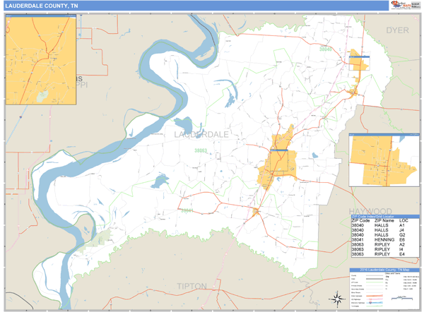 Lauderdale County, Tennessee Zip Code Wall Map Market Maps (IDI)