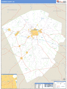 Laurens County, Georgia Zip Code Wall Map
