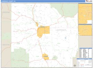 Lawrence County, Indiana Zip Code Wall Map
