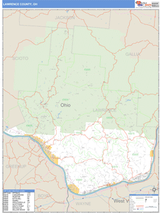 Lawrence County, Ohio Zip Code Wall Map