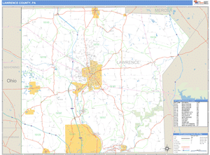 Lawrence County, Pennsylvania Zip Code Wall Map