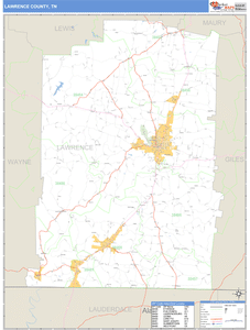 Lawrence County, Tennessee Zip Code Wall Map