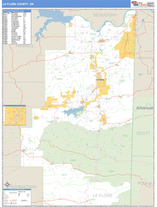 Le Flore County, Oklahoma Zip Code Wall Map