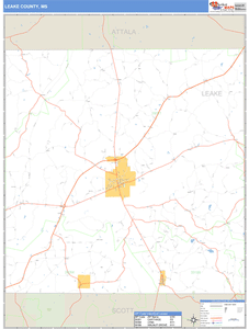 Leake County, Mississippi Zip Code Wall Map