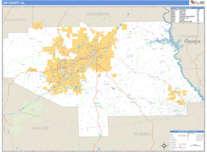 Lee County, Alabama Zip Code Wall Map